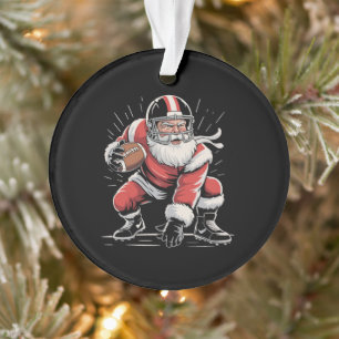 Kerstman Kerst Santa Voetbal Lineman Quarterback  Ornament