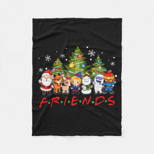 Kerstman Kerst Sinterklaas Vrienden Rudolf Sneeuwm Fleece Deken (Voorkant)