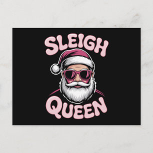 Kerstman Kerst Sleigh Koningin Roze Zonnebril Xmas Feestdagenkaart