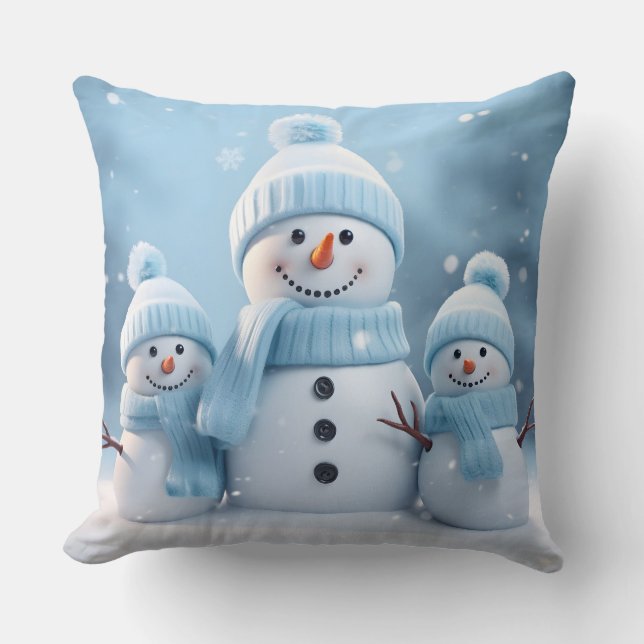 Kerstman Kerst Sneeuwpop Worp Kussen (Voorkant)