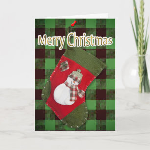 Kerstman Kerst Sok Buffalo Plaid Sjabloon