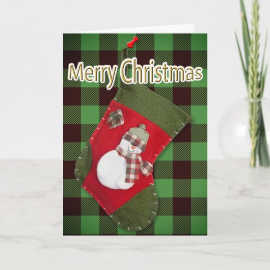 Kerstman Kerst Sok Buffalo Plaid Sjabloon (Voorkant)