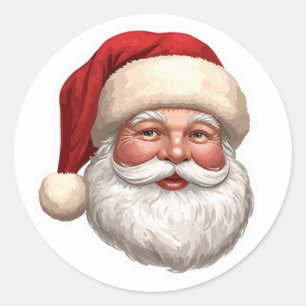 Kerstman Kerst Sticker in Vintage Stijl