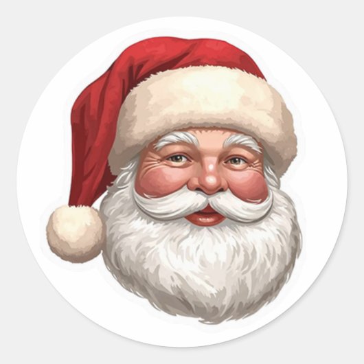Kerstman Kerst Sticker in Vintage Stijl (Voorkant)