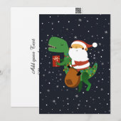 Kerstman Kerst T-rex Dinosaur Slede Feestdagenkaart (Voorkant / Achterkant)