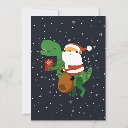 Kerstman Kerst T-rex Dinosauriër slee Feestdagenkaart (Voorkant)
