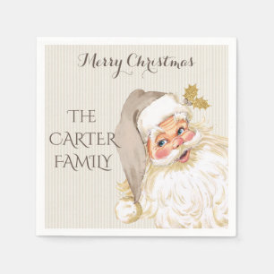 Kerstman Kerst Taupe & Goud Servet