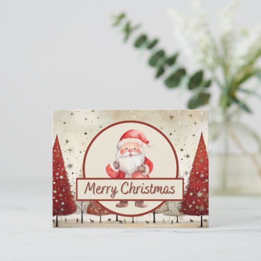 Kerstman, Kerst, Vakantie Briefkaart (Staand voorkant)