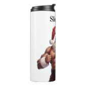 Kerstman Kerst Workout Spieren Gym Thermosbeker (Gedraaid links)