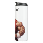 Kerstman Kerst Workout Spieren Gym Thermosbeker (Geroteerd rechts)