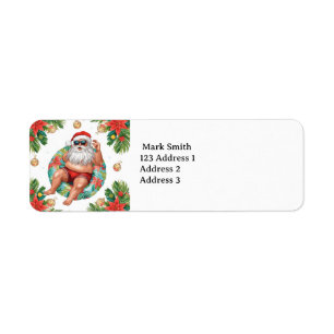 Kerstman Kerst Zwembad Feestje Etiket