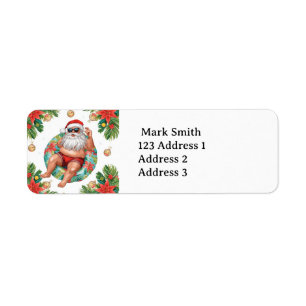 Kerstman Kerst Zwembad Feestje Etiket