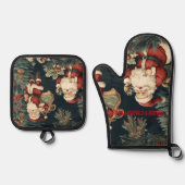 Kerstman Kerstavond Cadeaus Ovenwant & Pannenlap Set (Voorkant)