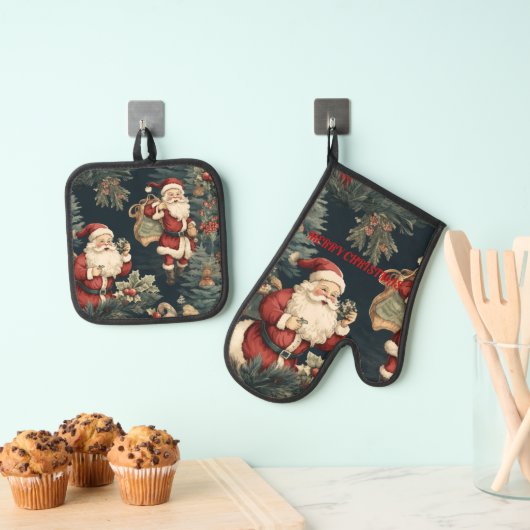 Kerstman Kerstavond Cadeaus Ovenwant & Pannenlap Set (Insitu(Ophanging))