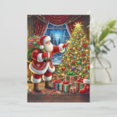 Kerstman Kerstavond De nacht van de vreugdevolle g Feestdagenkaart (Staand voorkant)