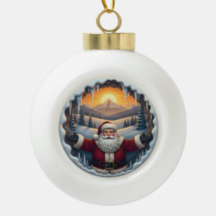 Kerstman Kerstbal 2025 – Winter Scene 1 Keramische Bal Ornament