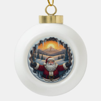 Kerstman Kerstbal 2025 – Winter Scene 1 Keramische Bal Ornament