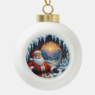 Kerstman Kerstbal 2025 – Winterlandschap 2 Keramische Bal Ornament