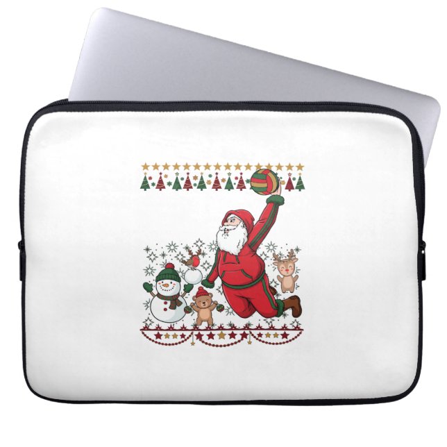 Kerstman Kerstbal Sneeuwman Rendier Laptop Sleeve (Voorkant)