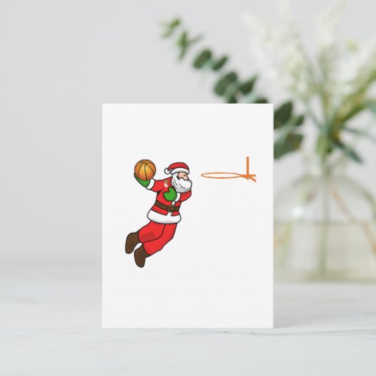 Kerstman Kerstbasketbalspeler Feestdagenkaart (Staand voorkant)