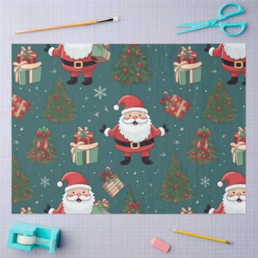 Kerstman kerstbomen cadeaus kerst tissuepapier (Craft)