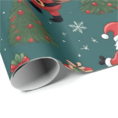 Kerstman Kerstbomen Groene Kerstmis Cadeaupapier (Rol Hoek)