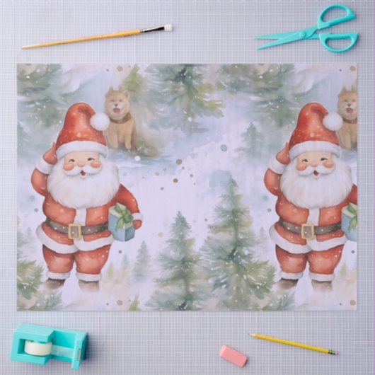 Kerstman Kerstbomen Honden Kerstmis Tissuepapier (Craft)