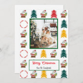 Kerstman, kerstbomen, Snoep & foto Feestdagenkaart (Voorkant / Achterkant)