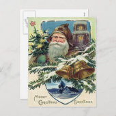 Kerstman Kerstboom Bell Star Feestdagenkaart (Voorkant / Achterkant)