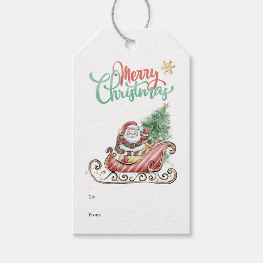 Kerstman kerstboom cadeau Labels Cadeaulabel (Voorkant)
