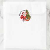 Kerstman Kerstboom & Cadeaus Ronde Sticker (Tas)