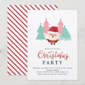 Kerstman kerstboom feest kaart (Voorkant / Achterkant)