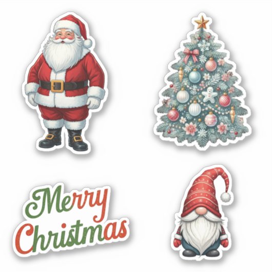 kerstman | Kerstboom | kabouterset Sticker (Voorkant)