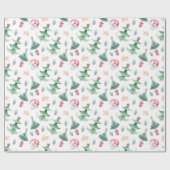 Kerstman Kerstboom Kerstvakantie Cadeaupapier (Vlak)