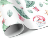 Kerstman Kerstboom Kerstvakantie Cadeaupapier (Rol Hoek)