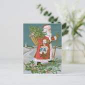 Kerstman Kerstboom mand speelgoed Holly Feestdagenkaart (Staand voorkant)