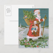 Kerstman Kerstboom mand speelgoed Holly Feestdagenkaart (Voorkant / Achterkant)