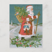 Kerstman Kerstboom mand speelgoed Holly Feestdagenkaart (Voorkant)