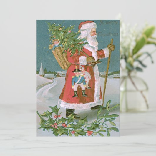 Kerstman Kerstboom mand speelgoed Holly Kaart (Staand voorkant)