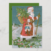 Kerstman Kerstboom mand speelgoed Holly Kaart (Voorkant / Achterkant)