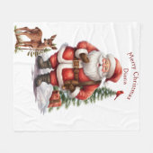 Kerstman Kerstboom rood Kardinaal Fawn Fleece Deken (Voorkant (Horizontaal))