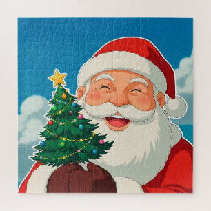 Kerstman Kerstboom Scène voor Gezellige Kerstpret Legpuzzel