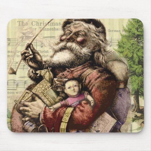Kerstman Kerstboom Vintage Muismat (Voorkant)