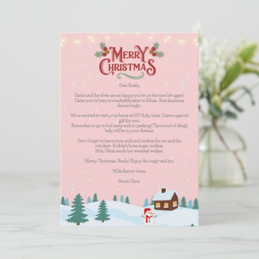 Kerstman Kerstbrief Kaart (Staand voorkant)