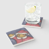 Kerstman kerstbrood stenen onderzetter (Zijkant)
