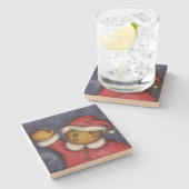 Kerstman kerstbrood stenen onderzetter (Zijkant)
