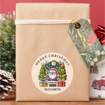 Kerstman Kerstcadeau Klassieke Ronde Sticker