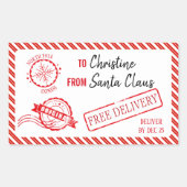 Kerstman Kerstcadeau Noordpool Verzending Rechthoekige Sticker (Voorkant)