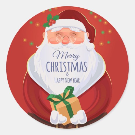 Kerstman Kerstcadeau Sticker (Voorkant)