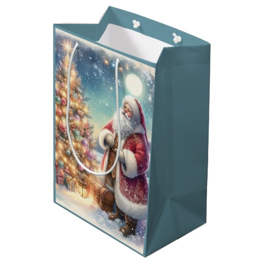  Kerstman Kerstcadeau Tas Medium Cadeauzakje (Achterkant Gekanteld)